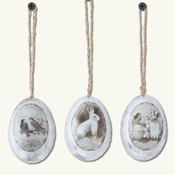 Metallic Easter Eggs with Vintage Images - Holiday Decorations
