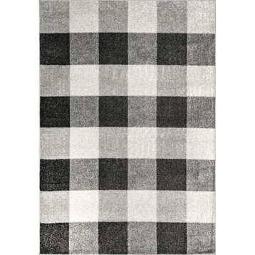 nuLOOM Aisha Buffalo Plaid Striped Area Rug, Gray, 4'x6'