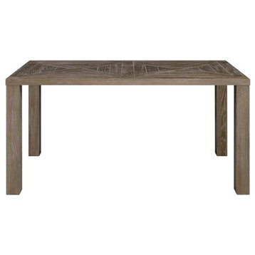 Farmhouse Dining Table, Rustic Barn Doors Patterned Top & Straight Legs, Natural