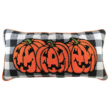 C & F Jack-O-Lantern Bolster Pillow Buffalo Plaid Halloween 860322477B