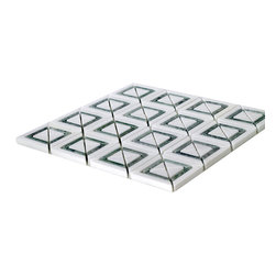 Bright White and Mint Matte X Styles Stone Square Marble Mosaic Tiles - Home Accessories & Decor