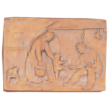 Season Plaque Cast Stone Outdoor Asian Collection, Bronze (BR), Spring