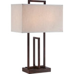 Lite Source - Farren Table Lamps, Linen - #Table Lamp  D.Bronze/Fabric Shade  Outletx2  E27 Cfl 13Wx2