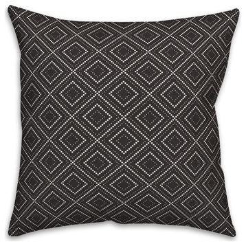 Black Diamond Dot Pattern 18x18 Indoor/Outdoor Pillow