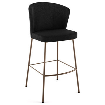 Amisco Camilla Counter and Bar Stool, Charcoal Grey Boucle Polyester / Bronze Metal, Counter Height