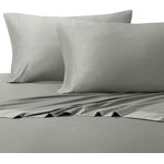 Royal Tradition - Bamboo Cotton Blend Silky Hybrid Sheet Set, Gray, California King - Experience one of the most luxurious night's sleep with this bamboo-cotton blended sheet set. This excellent 300 thread count sheets are made of 60-Percent bamboo and 40-percent cotton. The combination of bamboo and cotton in the making of the sheets allows for a durable, breathable, and divinely soft feel to the touch sheets. The sateen weave gives these bamboo-cotton blend sheets a silky shine and softness. Possessing ideal temperature regulating properties which makes them the best choice for feel cool in summer and warm in winter. The colors are contemporary, with a new and updated selection of neutral tones. Sizing is generous and our fitted sheets will suit today's thicker mattresses.