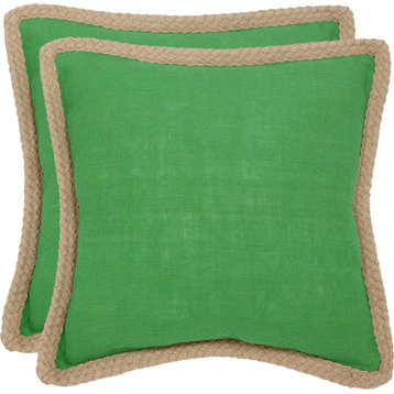 Sweet Sorona Pillow (Set of 2) - Green, Polyester, 18"x18"