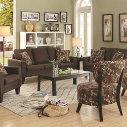 Coaster 3 Pieces Bachman Chocolate Sofa Set - Living Room Furniture Sets
