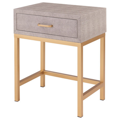 Durham Faux Shagreen 1-Drawer End Table, Chronicle Gray