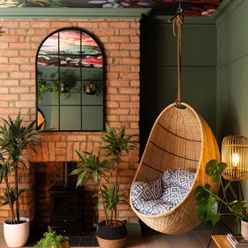 Vibrant Living Room with Statement Ceiling