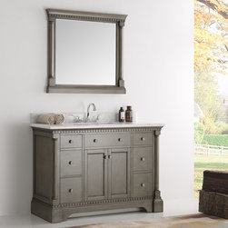 49 inch Antique Silver Bathroom Vanity with Mirror Carrera Marble Countertop - Bathroom Vanities And Sink Consoles