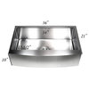 36" Curved Front Apron Single Bowl Stainless Steel Kitchen Sink Package