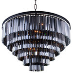 Gatsby Luminaires - Fringe 33-Light Chandelier, Gray Iron, Smoke, Without LED Bulbs - Bring glamour to your home with this thirty three light stunning pendant chandelier from Glass Fringe collection. Industrial style frame yet delicate and modern glass fringe options this stunning ceiling light will surely update your decor