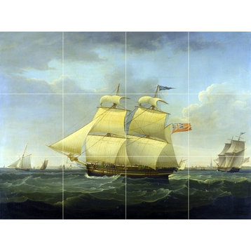 Tile Mural, The Snow Thames in Two Positions Off Harwich Ceramic Matte