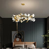 Ceramic petals gold ceiling chandelier for living room, dining room, bedroom, 31.5"