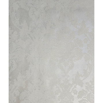 Wallpaper flocking taupe tan off white Flocked damask velvet, 21 Inc X 33 Ft Rol
