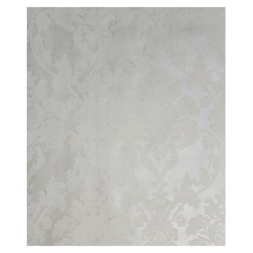 Wallpaper flocking taupe tan off white Flocked damask velvet, 21 Inc X 33 Ft Rol
