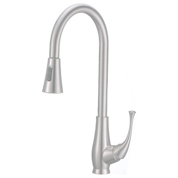 Novatto Single Lever Pull-down Kitchen Faucet, Brushed Nickel