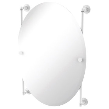 Waverly Place Oval Frameless Rail Mounted Mirror, Matte White
