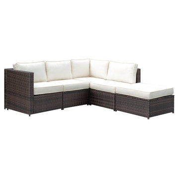 Furniture of America Daley Brown and Beige Rattan Patio Sectional Set
