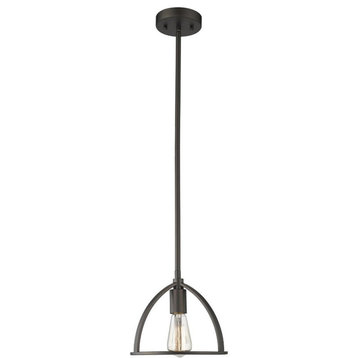 CHLOE Ironclad Industrial 1 Light Rubbed Bronze Mini Ceiling Pendant 9" Wide