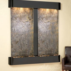 Cottonwood Falls Water Fountains with Blackened Copper and Green Featherstone - Indoor Fountains