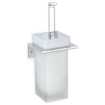 Secret Bath, Frosted Glass Wall Toilet Brush Holder Set, Orio Collection