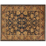 Bareens Designer Rugs - Oriental Ziegler Terrie Blue Rust Hand-Knotted Wool Rug - 8'5'' x 10'6'' - Enhance the ambiance of your home with this magnificent Persian-influenced Turkish hand-knotted rug made by skilled artisans capable of creating the most exceptional vegetable dyes and hand-spun wool. This exquisite handmade rug is a one-of-a-kind Peshawar Kafkaz, otherwise identified as Chobi, Chobi Peshawar, Oushak, or Ziegler rug. These handmade rugs are crafted in Pakistan utilizing superior-quality wool imported from Australia, New Zealand, and Korea in two types of weaves: the Persian weave and the Mori weave. This rug is meticulously crafted by hand using the finest natural vegetable dyes extracted from local plants. The artisans use a blend of hand-spun local and fine merino wool, resulting in a rug with a compelling texture, higher lanolin content, and longer staple. The artisans occasionally incorporate natural or artificial silk into the pile to enhance specific motifs. The finished product is an awe-inspiring execution of flawless design and an understated palette that exudes elegance.