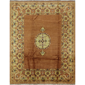Oushak Collection 8x10 Rust Red Pakistani Chobi Hand Knotted Wool Area Rug