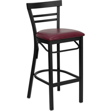 Flash Metal Restaurant Bar Stool, Black, Burgundy