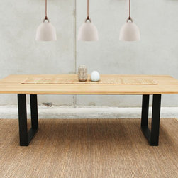 Odense Box End Steel Leg Solid European Oak 2400x1200 Dining Table by Bent Desig - Dining Tables