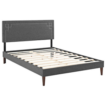 Modway Josie Queen Fabric Platform Bed With Squared Tapered Legs, Gray