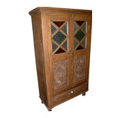 Mogul interior - Consigned India Cabinet Carvings Wooden Armoire Beautiful Hand Made Furniture - Armoires And Wardrobes