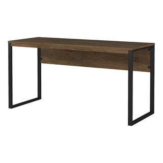 Erina Solid Acacia Wood Small Desk in Distressed Charcoal Brown