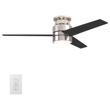 Carro 52'' Indoor Ceiling Fan with Light Wall Control and Remote by Wifi App, Silver&black