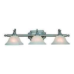 Door Corner - Dover Series Satin Nickel Interior Lighting Collection, 3-Light Vanity Wall Fixt - Bathroom Vanity Lighting
