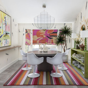 Mid Century Modern Dining Room In Bold Color