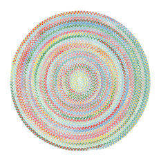 Baby's Breath Braided Round Rug, Medium Blue 3'