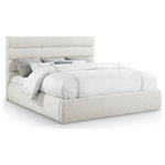 Meridian Furniture - Adam Upholstered Bed, Cream, King, Linen Textured Fabric - Modernize your space with the Adam cream linen textured fabric king bed, designed to bring both comfort and style. The deep channel tufting on the headboard adds a luxurious touch, while the option to add extra panels allows you to increase the headboard height, creating a striking focal point in your room. This versatile bed combines style, texture, and customization for the ultimate statement piece.