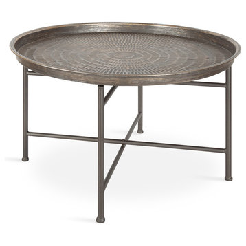 Mahdavi Round Metal Coffee Table, Dark Silver 25.5x25.5x15.5