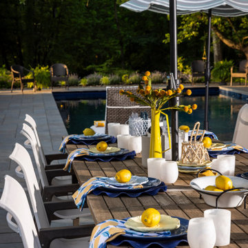 Outdoor living space design plan showing furniture layout for patio with seating