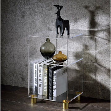 Modern Glass and Lucite Side End Tables