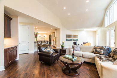Transitional family room photo in Denver