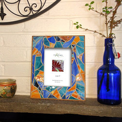 Orange Blue Mosaic Picture Frame - Picture Frames