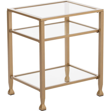 Jaymes Gold Metal and Glass End Table - Gold