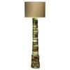 Stacked Horn Floor Lamp, Horn With Large Drum Shade, Elephant Hemp