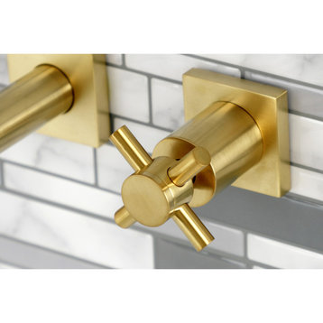 Kingston Brass KS6127DX Two-Handle Wall Mount Bathroom Faucet, Brushed Brass