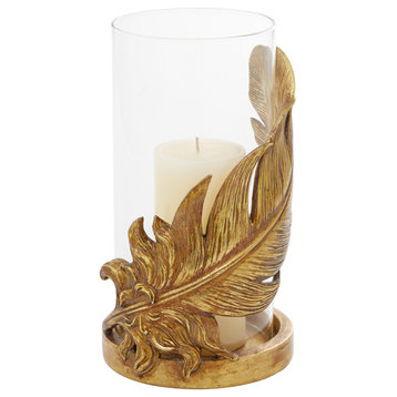 Traditional Gold Glass Hurricane Lamp 55349