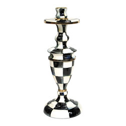 Courtly Check Enamel Candlestick - Medium | MacKenzie-Childs - Candleholders
