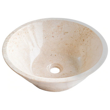 Cappuccino Beige Marble V-Shape Tapered Sink Polished, D16", H6"